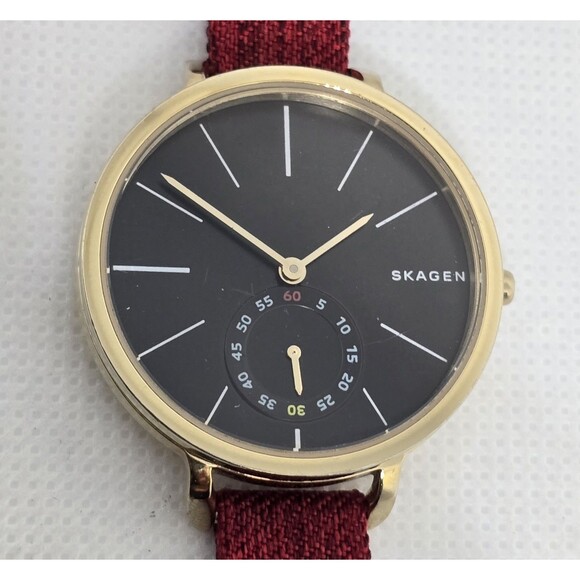 Womens Skagen Hagen SKW2354 Small Second Hand Black Dial Gold Tone Case Watch 13 main image 8